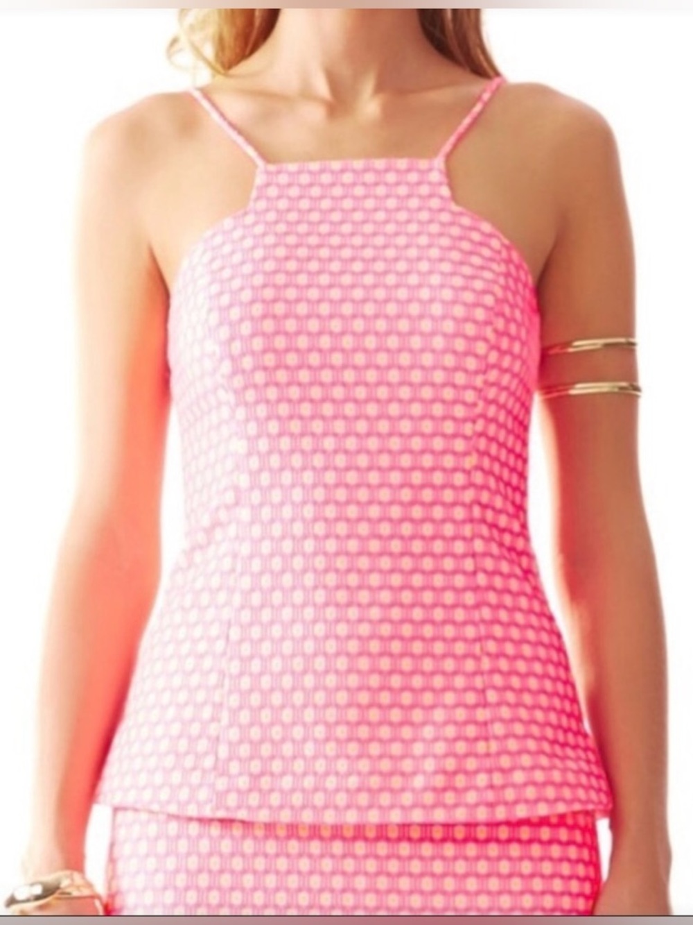 Lilly Pulitzer Costello Top in the "Neon Halter Top Geo Jacquard" pattern size 8